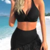 Black Tie Back Backless Bikini Top-No Bottom