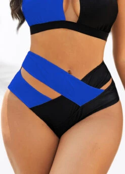Criss Cross Contrast Blue Bikini Set -Elegance Swimwear Store 319116 P 16697196921860