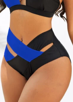 Criss Cross Contrast Blue Bikini Set -Elegance Swimwear Store 319116 P 16697196923812