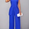 Royal Blue Criss Cross Sleeveless Jumpsuit
