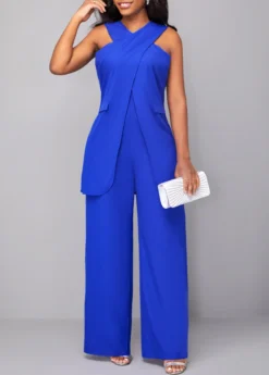 Royal Blue Criss Cross Sleeveless Jumpsuit