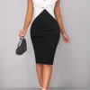 Black Twist Cap Sleeve V Neck Bodycon Dress