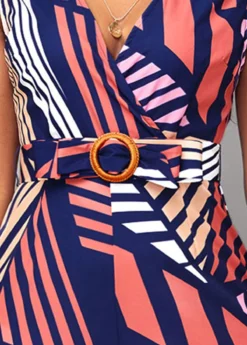 Multi Color Striped Belted Sleeveless Jumpsuit -Elegance Swimwear Store 319496 P 16771207302504