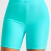 High Waisted Cyan Swim Shorts