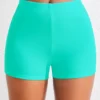 Mid Waisted Cyan Swimwear Shorts