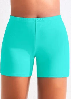 High Waisted Plus Size Cyan Swimwear Shorts