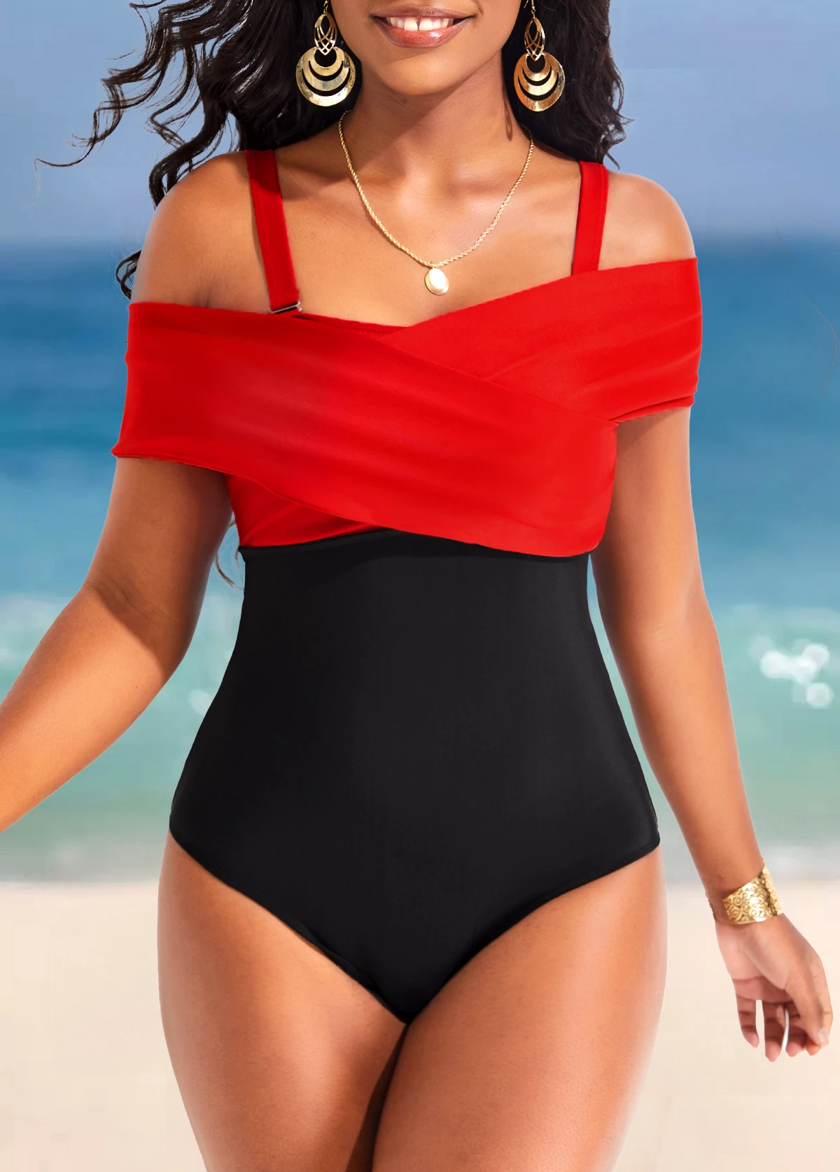 Criss Cross Black Contrast One Piece Swimwear 5 Criss Cross Black Contrast One Piece Swimwear - Image 5