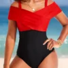 Criss Cross Black Contrast One Piece Swimwear
