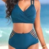Criss Cross Turquoise Double Straps Bikini Set