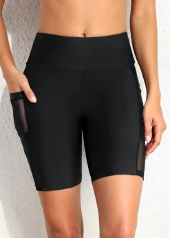 High Waisted Black Pocket Swim Shorts -Elegance Swimwear Store 320252 P 16722266053263