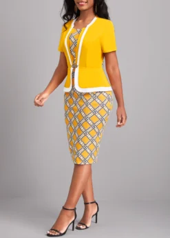 Ginger Geometric Print Short Sleeve Bodycon Dress 7 Ginger Geometric Print Short Sleeve Bodycon Dress -Elegance Swimwear Store 320707 P 16733507621912