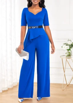 Blue Ruffle Long Half Sleeve Heart Collar Jumpsuit 8 Blue Ruffle Long Half Sleeve Heart Collar Jumpsuit -Elegance Swimwear Store 320733 P 16721284935493