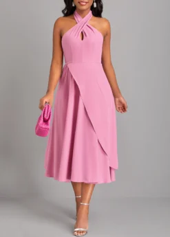 Pink Criss Cross Sleeveless Layered Dress -Elegance Swimwear Store 320738 P 16717834290324