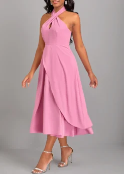 Pink Criss Cross Sleeveless Layered Dress -Elegance Swimwear Store 320738 P 16717834291672