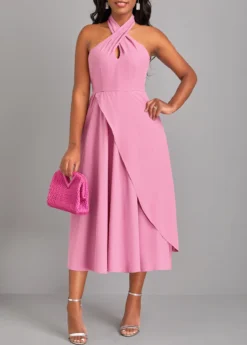 Pink Criss Cross Sleeveless Layered Dress -Elegance Swimwear Store 320738 P 16717834297073
