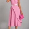 Pink Criss Cross Sleeveless Layered Dress