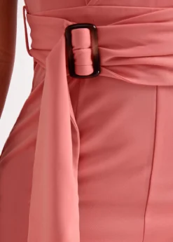 Dusty Pink Tie Long Belted Sleeveless Jumpsuit -Elegance Swimwear Store 320739 P 16752510631565