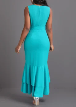 Cyan Mermaid Belted Sleeveless V Neck Bodycon Dress 6 Cyan Mermaid Belted Sleeveless V Neck Bodycon Dress -Elegance Swimwear Store 320880 P 16758595069541