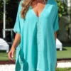 Lace Cyan Side Slit Cover Up