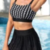 Patchwork Tie Geometric Print Black Bikini Set