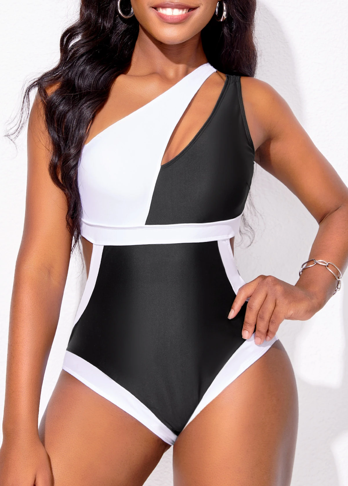 Black Contrast Cutout One Piece Swimwear 7 Black Contrast Cutout One Piece Swimwear - Image 7