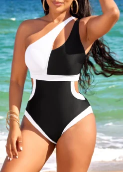 Black Contrast Cutout One Piece Swimwear 14 Black Contrast Cutout One Piece Swimwear -Elegance Swimwear Store 321735 P 16709808591673