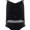 Tassel Black Mesh One Piece Swimwear