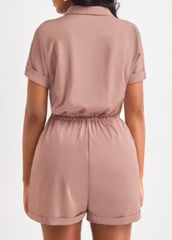 Light Camel Button Shirt Collar Romper -Elegance Swimwear Store 321935 P 16738328353671