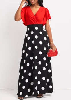 Black Patchwork Polka Dot Short Sleeve Maxi Dress 11 Black Patchwork Polka Dot Short Sleeve Maxi Dress -Elegance Swimwear Store 322184 P 16734156958585