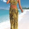 Criss Cross Leopard Gold Bikini Set And Cover Up