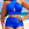 Stretch Criss Cross Royal Blue Bikini Set