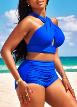 Stretch Criss Cross Royal Blue Bikini Set -Elegance Swimwear Store 322873 P 16778425072182