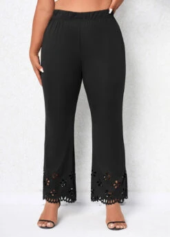 Black Burn Out Printing Plus Size Pants