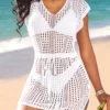 Breathable White V Neck Cover Up
