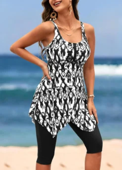 Handkerchief Hem High Waisted Black Tankini Set -Elegance Swimwear Store 323775 P 16729199586892