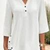 Plus Size White Button Blouse