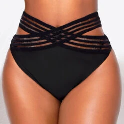 Asymmetry Black Mesh Stitching Bikini Set -Elegance Swimwear Store 324184 P 16734266862150