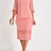 Plus Size Dusty Pink Fake 2in1 Dress