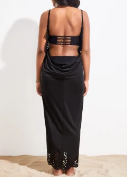 Scalloped Hem Black Spaghetti Strap Cover Up -Elegance Swimwear Store 324619 P 16764560135871