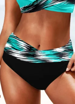 Mid Waisted Dazzle Colorful Print Black Bikini Bottom -Elegance Swimwear Store 324926 P 1674975067345