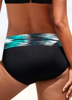 Mid Waisted Dazzle Colorful Print Black Bikini Bottom -Elegance Swimwear Store 324926 P 1674975067529
