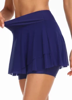 Cross Hem Mid Waisted Royal Blue Pantskirt