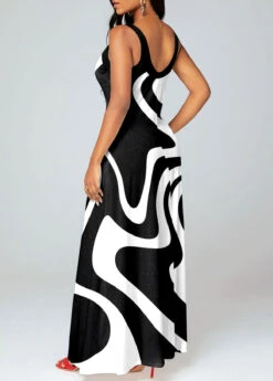 Plus Size Geometric Print Maxi O Shape Dress -Elegance Swimwear Store 325237 P 1683364785754