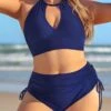 Plus Size Tie Navy Bikini Set