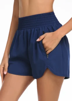 Smocked High Waisted Blue Beach Shorts -Elegance Swimwear Store 325546 P 16771415208043