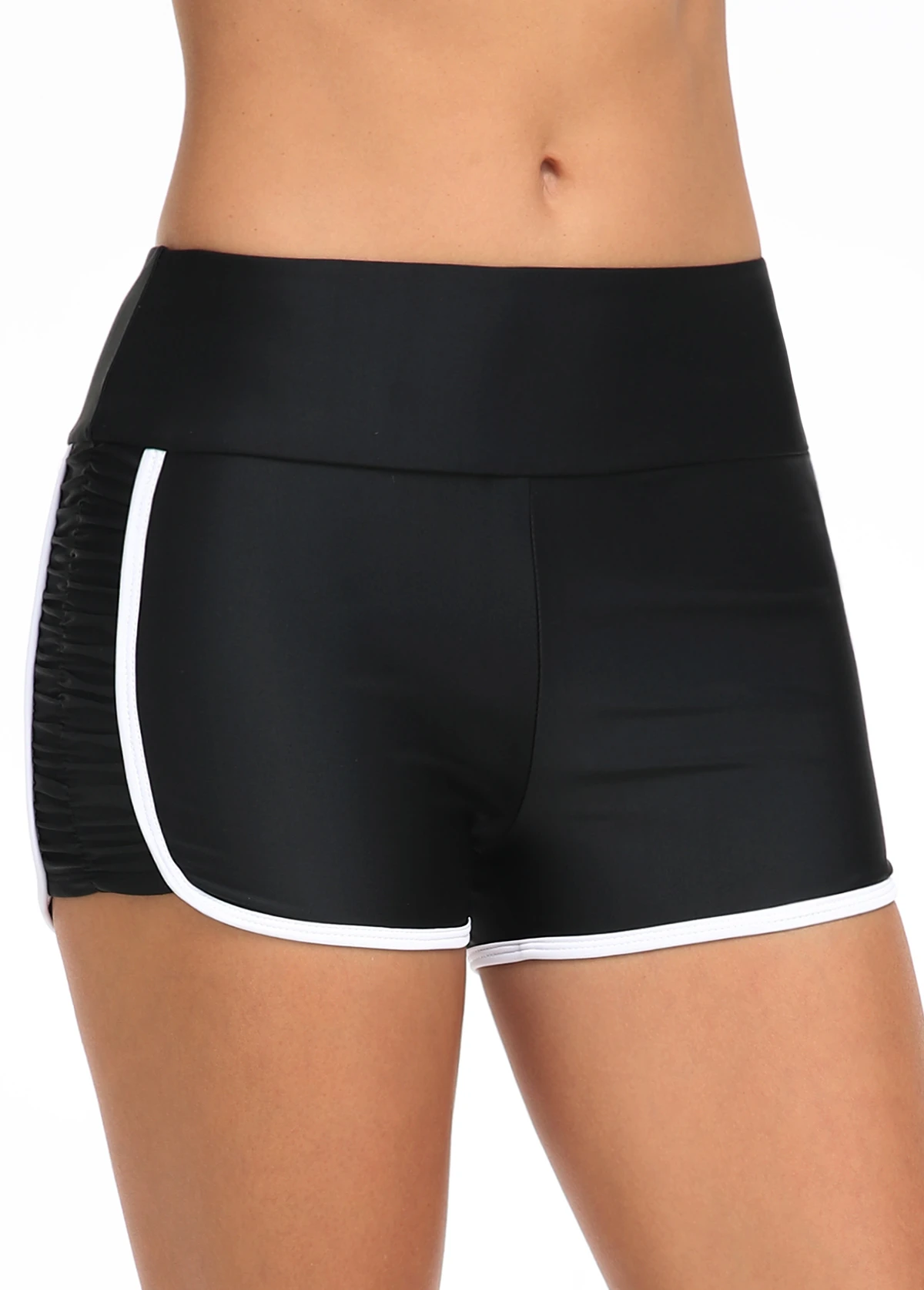 Contrast Stitch Mid Waisted Black Swim Shorts 3 Contrast Stitch Mid Waisted Black Swim Shorts - Image 3