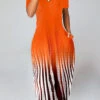 Plus Size Orange Criss Cross Ombre Maxi Dress