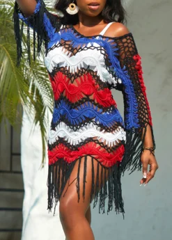 Tassel Multi Color Contrast Cover Up -Elegance Swimwear Store 326260 P 16789341025175