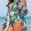 Floral Print Multi Color One Piece Swimwear