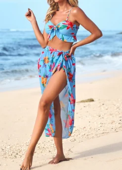 Ruffle Mid Waisted Floral Print Bikini Sets